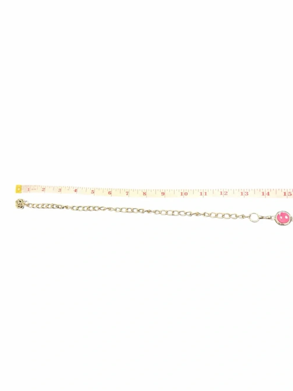 Silver Tone Waist Belt Adjustable 31-45” Bright Pink Stone Preppy Dressy Barbie - Picture 6 of 7